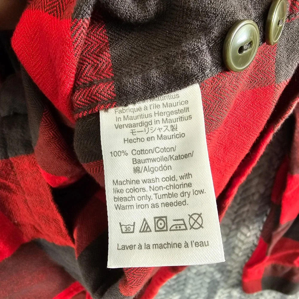 J Crew‎ Classic Red Black Buffalo Plaid Flannel Shirt Men's Medium Cotton